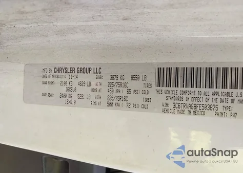 2015 Ram Promaster 1500 Low Roof from USA, damaged, VIN 3C6TRVAG8FE503875